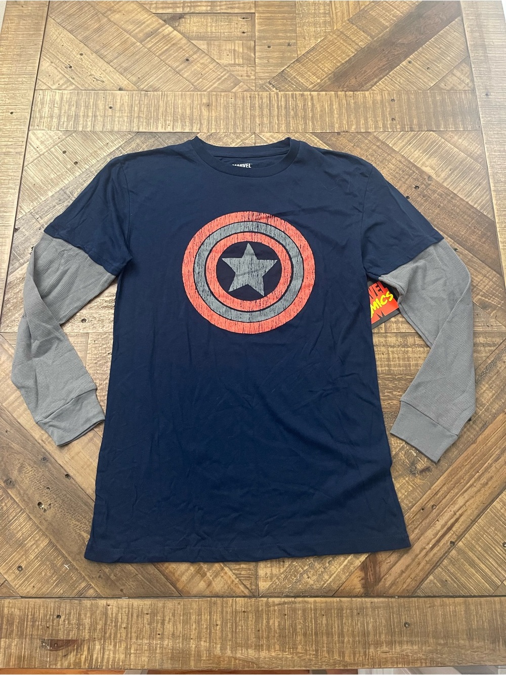 Vintage 2011 Marvel Comics Captain America Double Sleeve Combo Shirt - Men's M